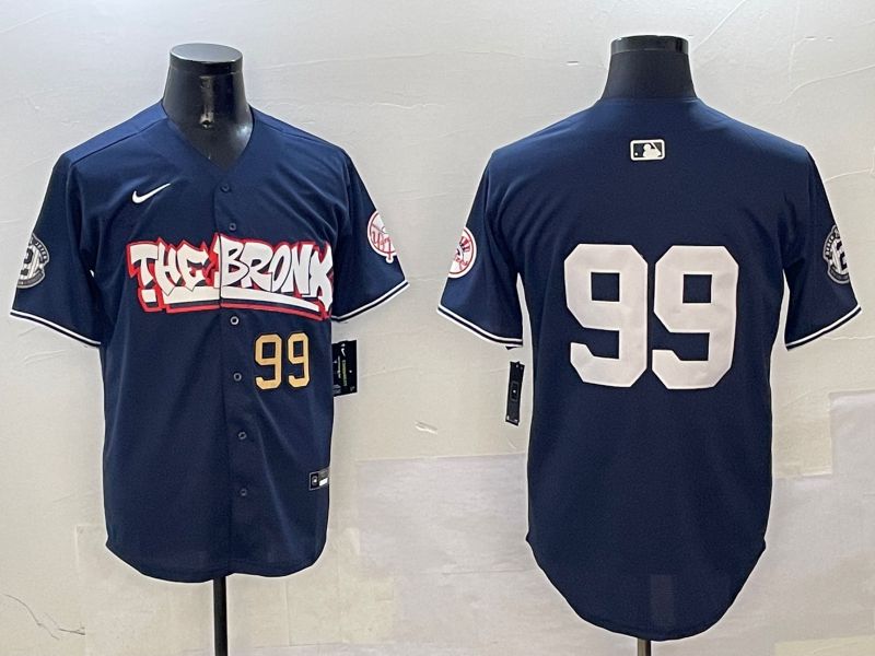 Men New York Yankees 99 Judge Drak Blue four generations Joint Name 2025 Nike MLB Jersey style 12